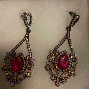 Pink and black earrings
